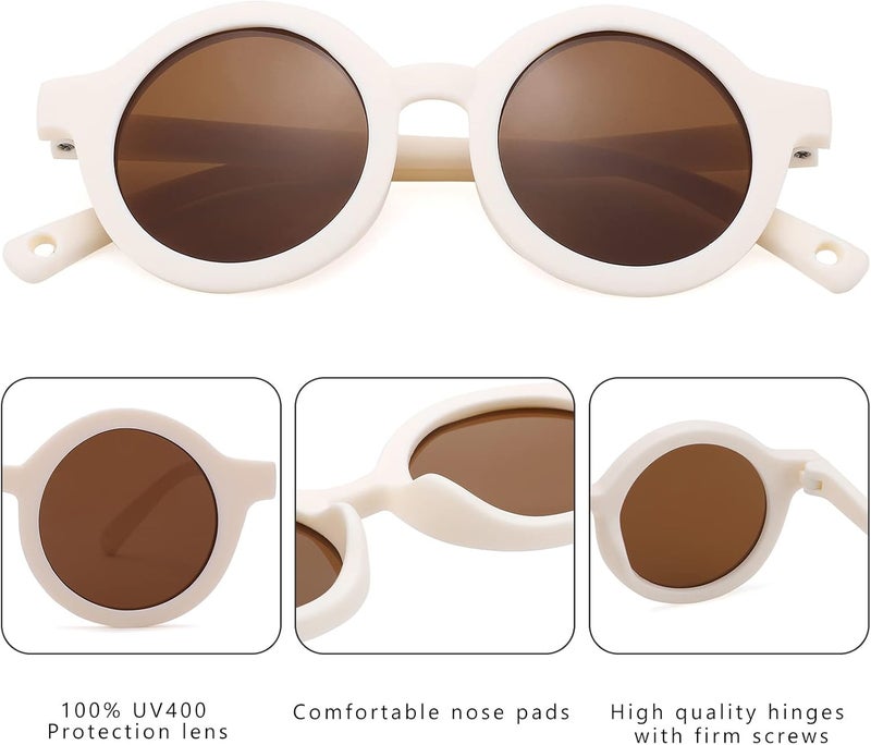 COASION Baby Polarized Round Sunglasses Flexible Rubber Shades with Strap for Toddler Newborn Infant Ages 0-24 Months - Image 5